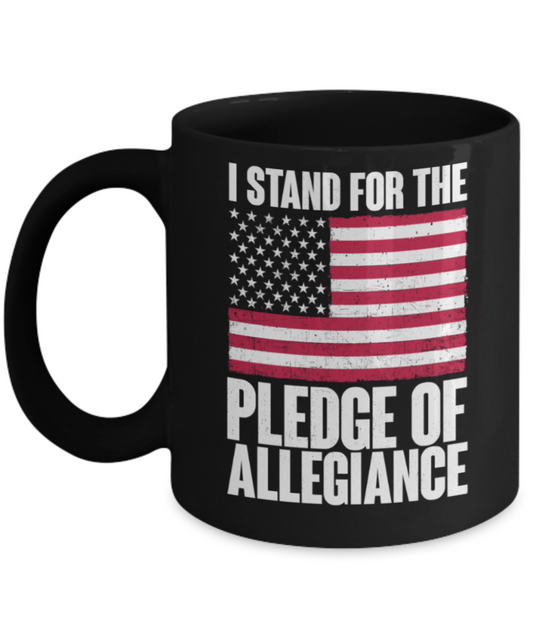 USA Lovers Mugs , Pledge and Allegiance - Black Coffee Mug Porcelain Tea Cup 11 oz - Great Gift