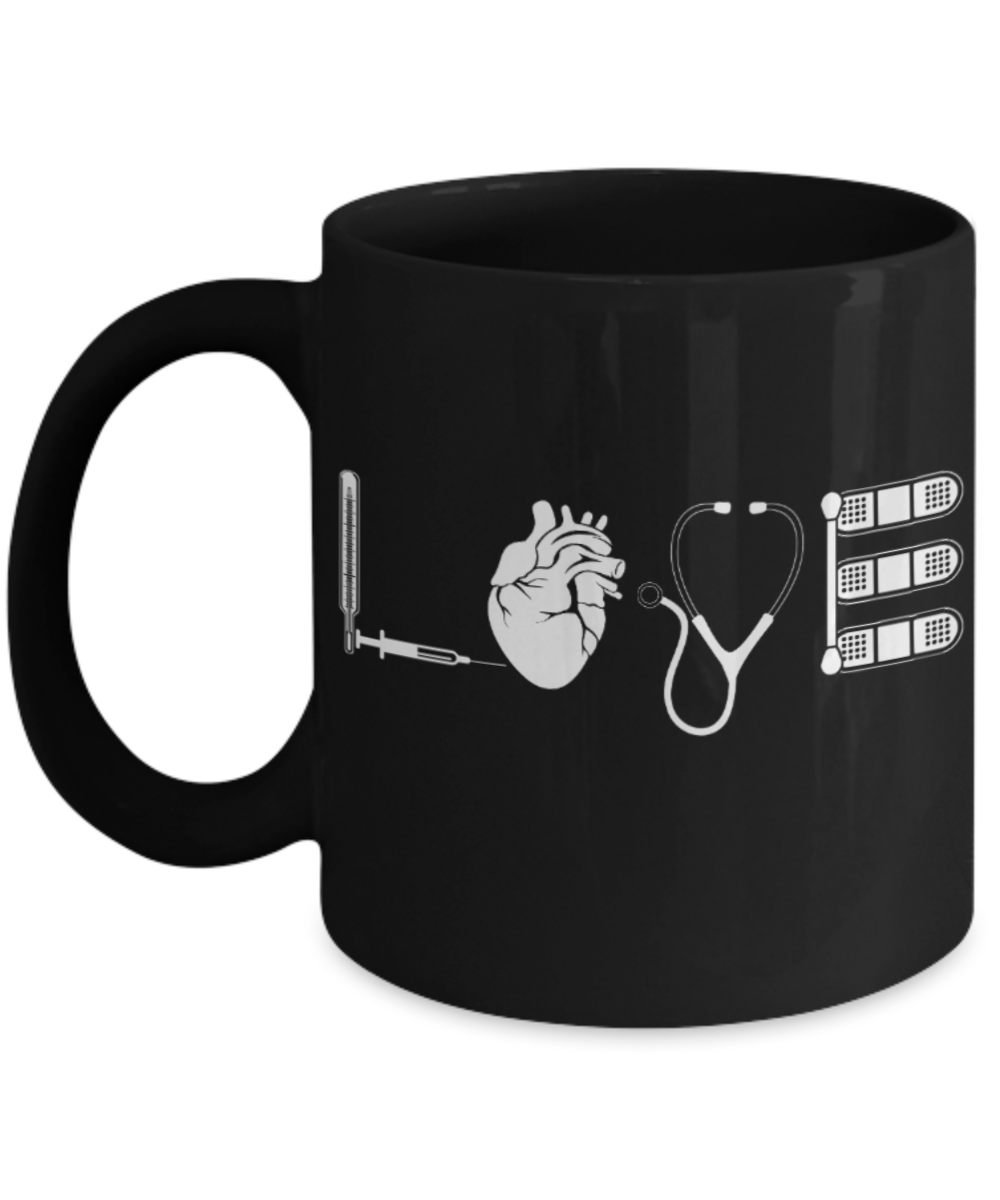 Doctors Lovers Mugs , Love - Black Coffee Mug Porcelain Tea Cup 11 oz - Great Gift