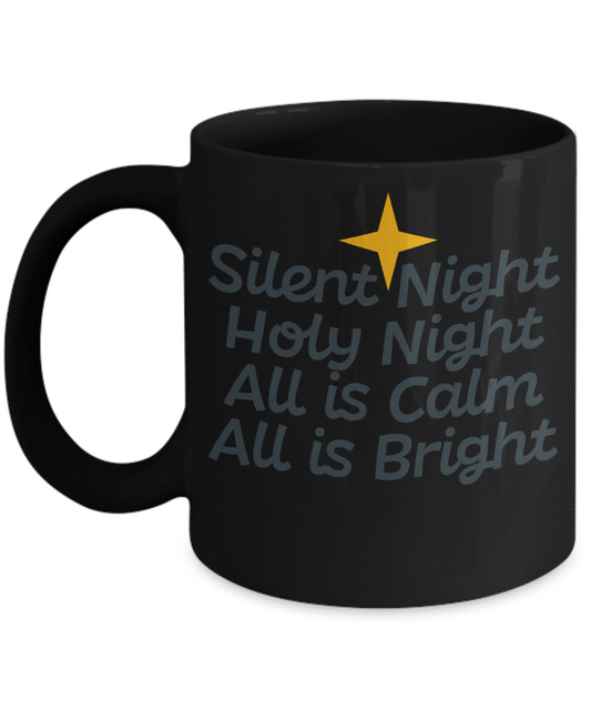 Knightmare before christmas mug - Silent Night Holy Night All is Calm All is Bright - Funny Christmas Gifts Mugs, Christmas Gifts for family Ceramic Cup Black, Funny Mugs Gift Ideas 11 Oz