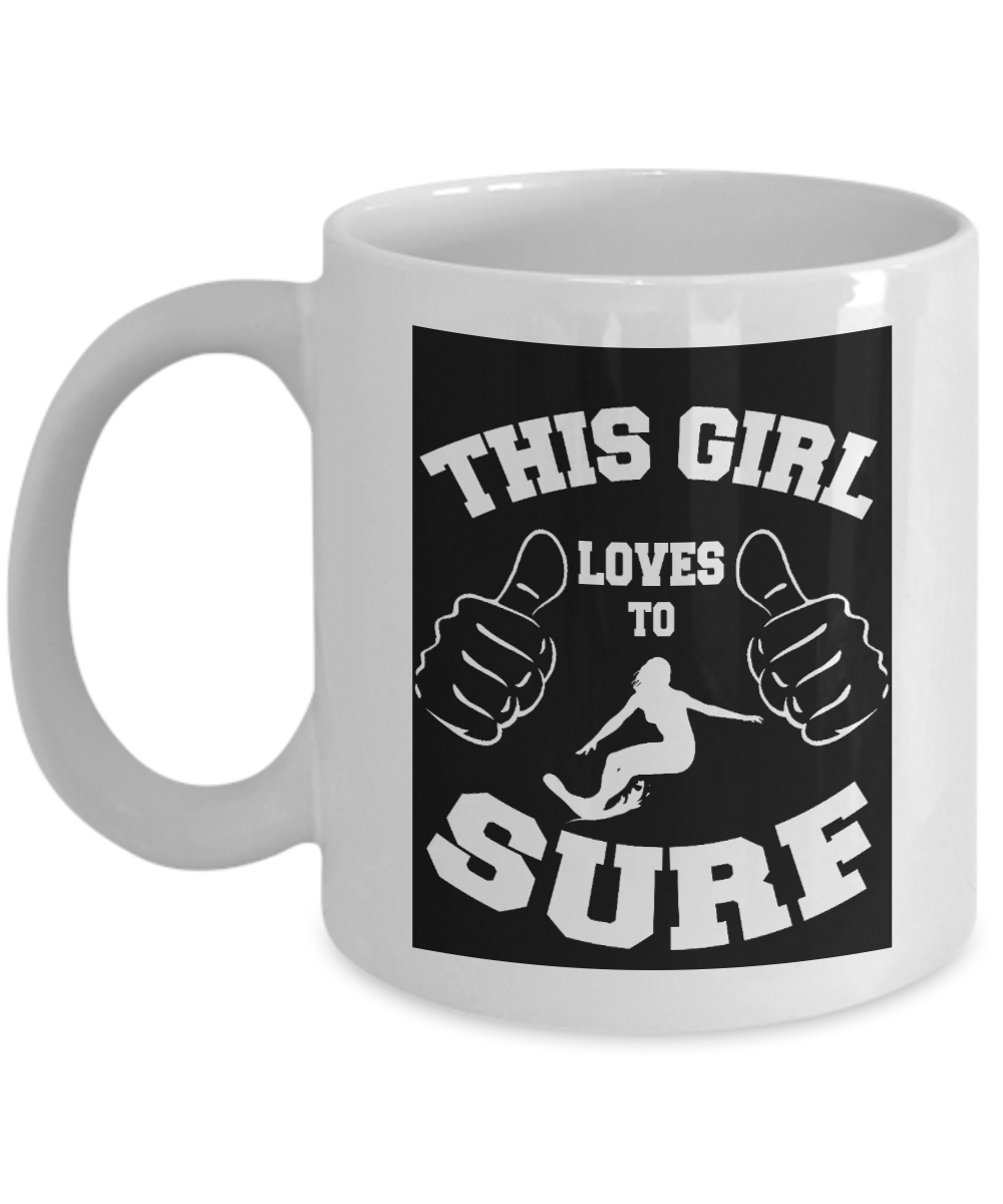 I Am Surfing Gift Coffee mug, This Girl Loves To Surf - White Porcelain Coffee Mug 11 oz For Girlfriend, Mother, Sister, Wife, Birthday, Christmas, Gift