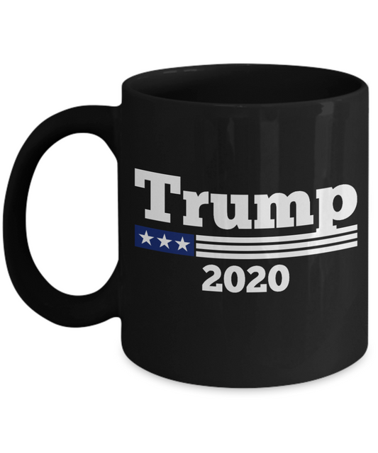 Trump 2020 Flag mugs, Trump 2020 - Funny Black Porcelain Coffee 11 oz