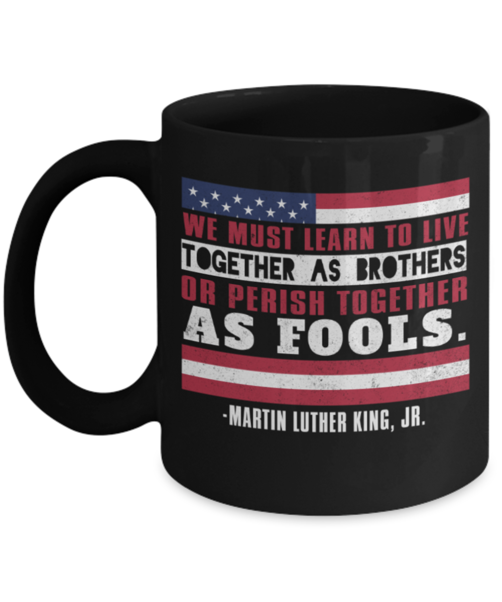 Martin luther king jr malcom x and the civil rights struggle, Struggle & Live together as Brothers Speech - Black Porcelain Coffee Mug Cute Ceramic Cup 11 oz