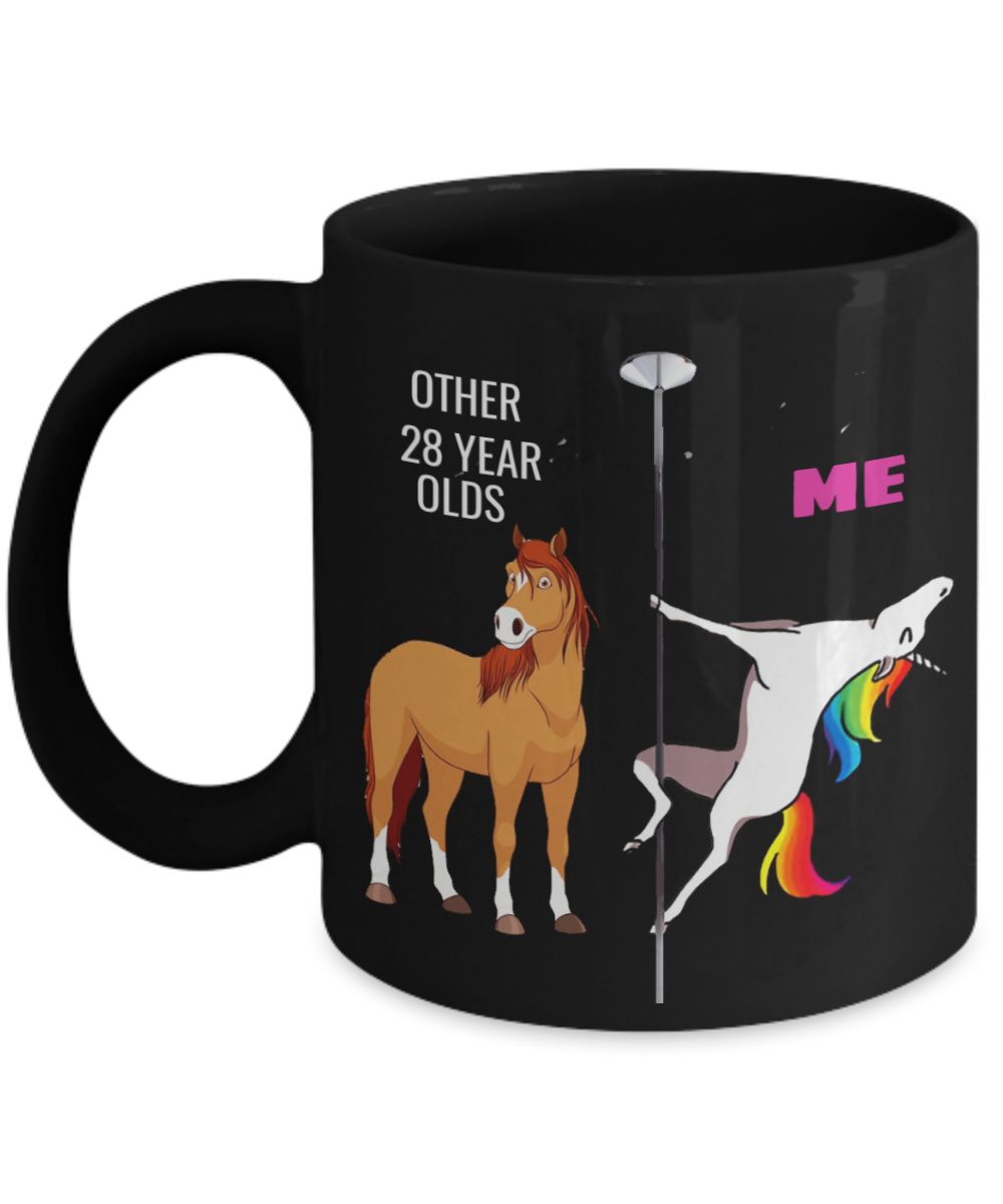 Unicorn Birthday gift 28th Birthday Gift for Women - Other 28 Year Olds Me Unicorn Coffee Mug - Black Porcelain Coffee 11 oz for Grandma, Mom,   Sister, Best Friend, Women, Her - Born In 1992