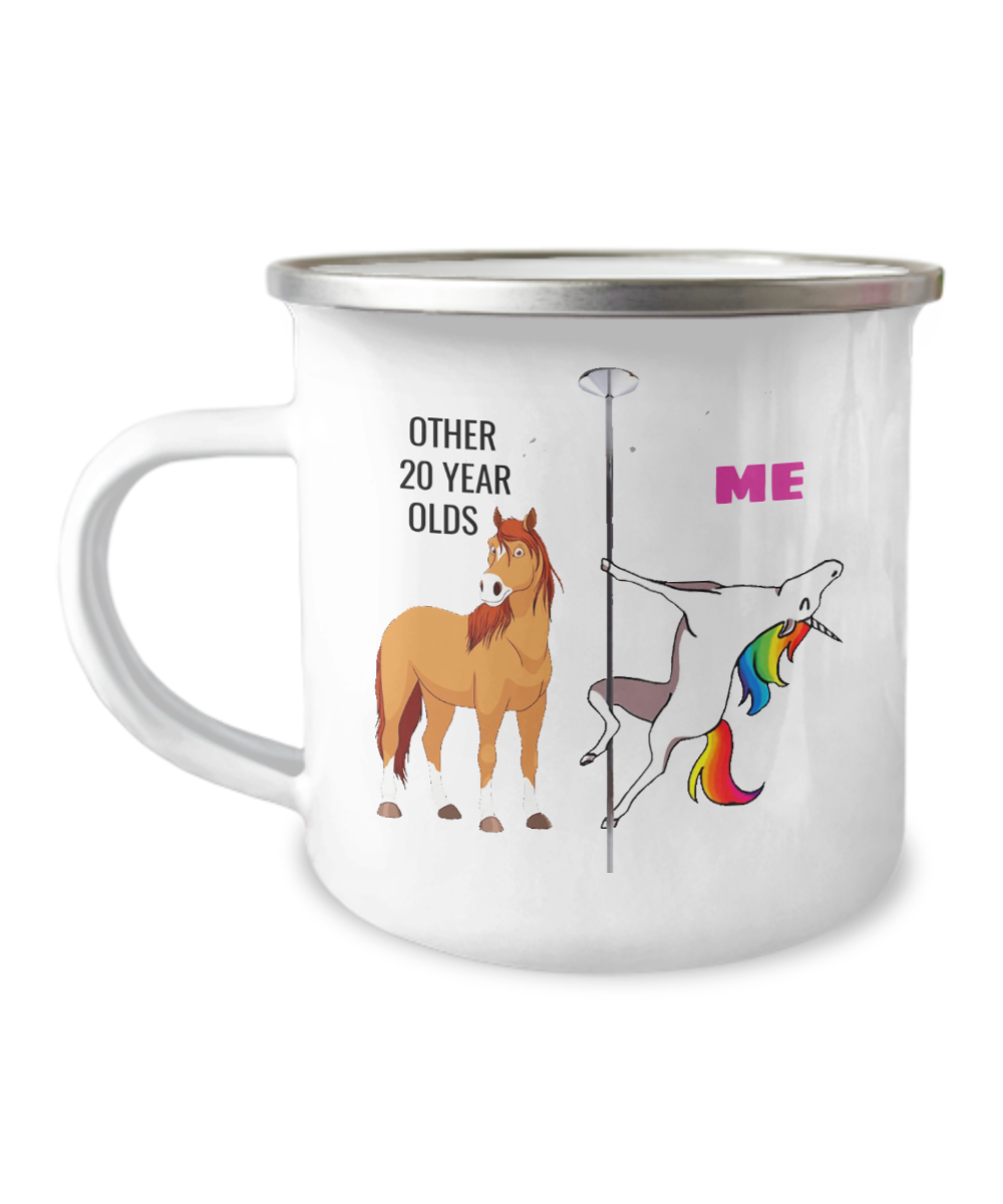 Unicorn Birthday gift 20th Birthday  Mug - Other 20 Year Olds Me Unicorn Coffee Mug -12 Oz Stainless Steel Enamel Finish White Camper Coffee Mug