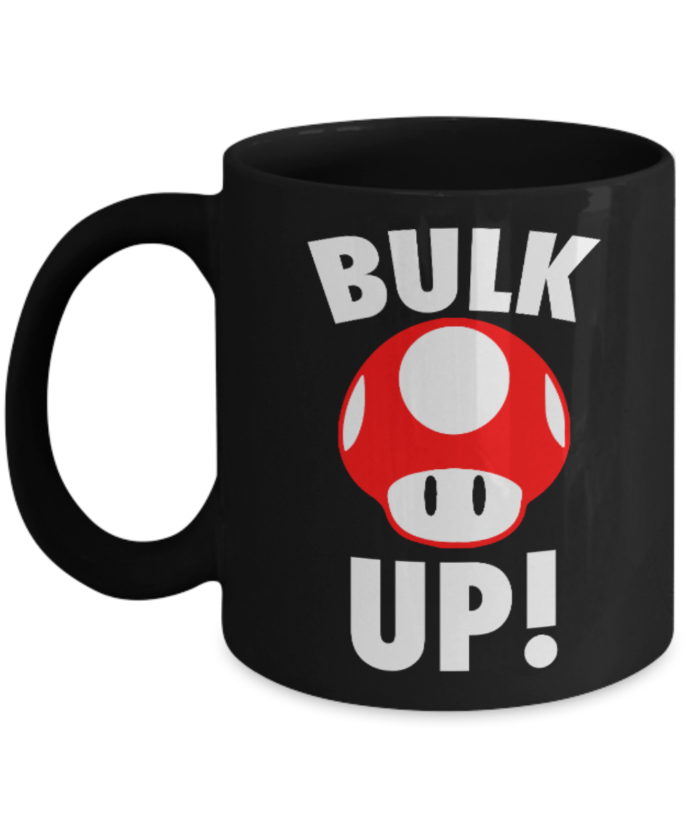 Fitness Lovers mugs , Bulk Up - Black Coffee Mug Porcelain Tea Cup 11 oz - Great Gift