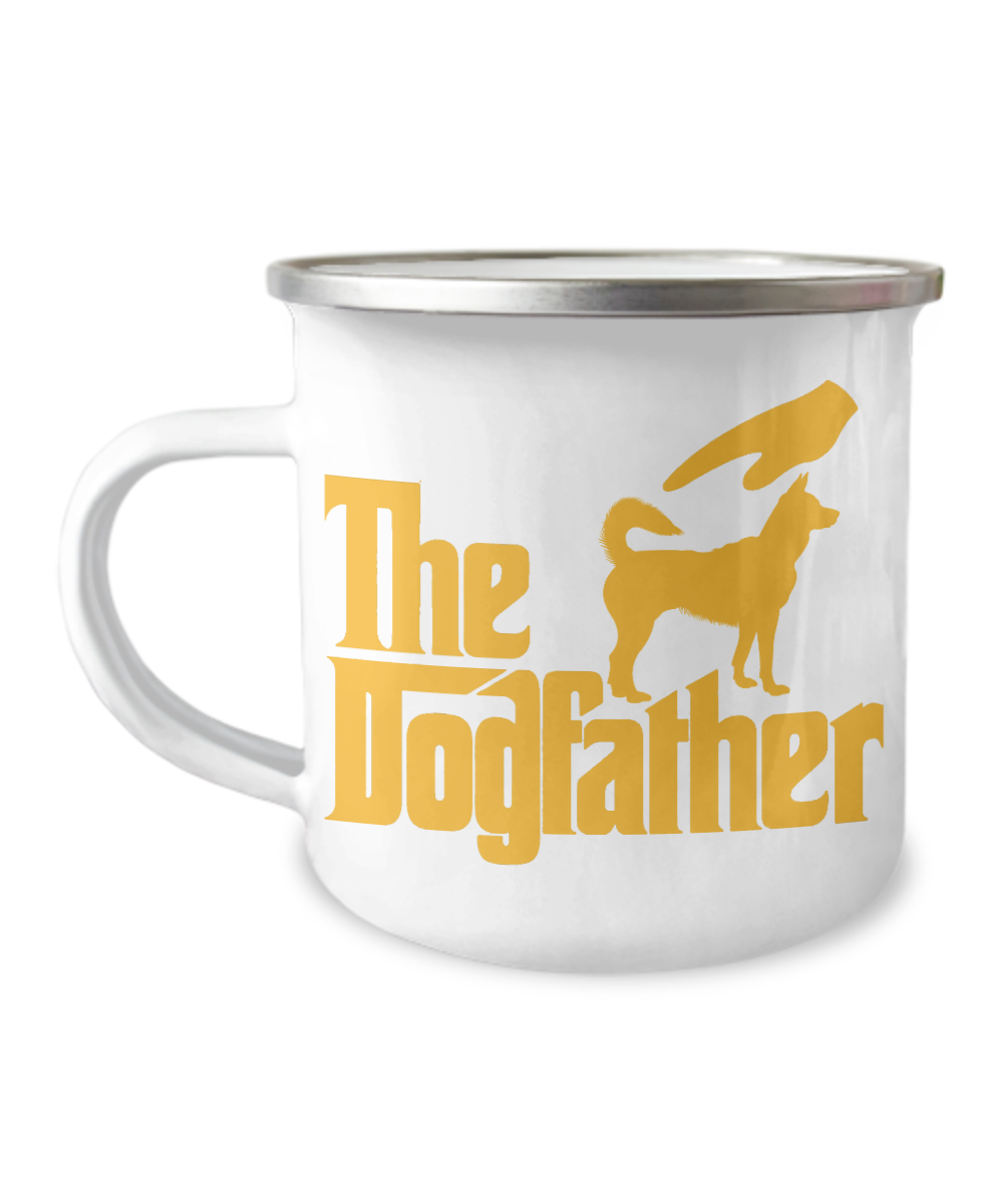 The Dogfather Camper coffee mugs for Dog and pug lovers - Premium  12 Oz Stainless Steel Enamel Finish White Camper Coffee Mug