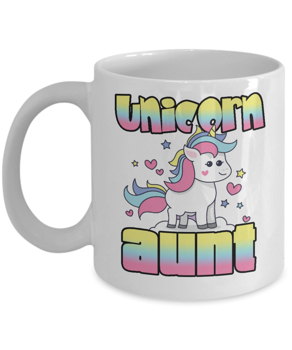 Aunt Coffee Mug, Unicorn Aunt, Aunt mug, coffee mug for aunt- White Porcelain Coffee Mug 11 Oz Funny Quotes Coffee Mug