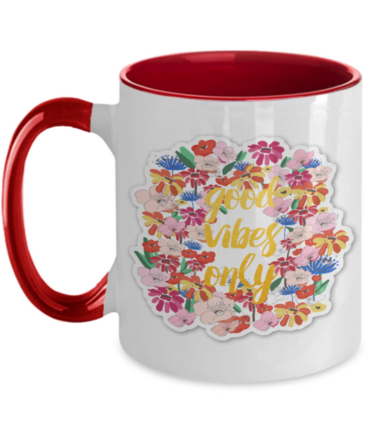 Good Vibes Coffee mug, Positive Gift, Gift for Friend, Encouragement Gift, Beach Mug, Inspirational Gift, Cute Coffee Mug, Vacation, Beach