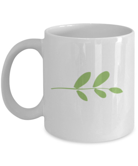 Sprig Smooth 9 Coffee Mugs - Funny Coffee Mugs - Porcelain White coffee mugs 11 oz