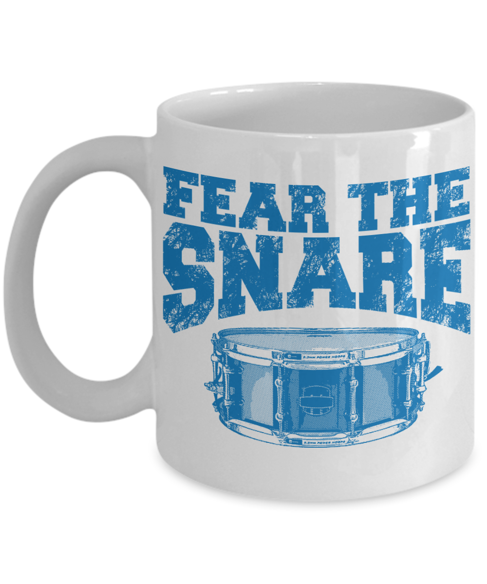 Best Drummer In The World Gift Coffee Mug, Fear The Snare Drum-White Porcelain Coffee Mug 11 oz For Father, Brother, Sister, drummer, Music Lover