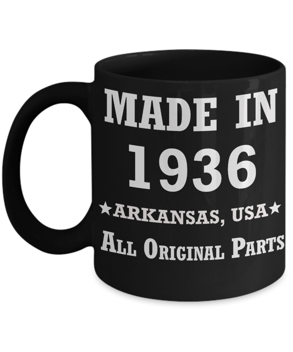 83rd birthday gifts for Men/Women - Made in 1935 All Original Parts Arkansas - Best 83rd Birthday Gifts for family Ceramic Cup Black, Funny Mugs Gift Ideas 11 Oz