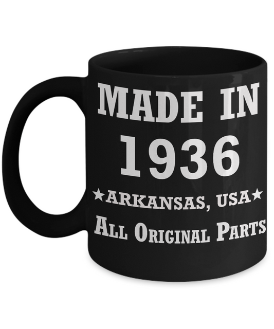 83rd birthday gifts for Men/Women - Made in 1935 All Original Parts Arkansas - Best 83rd Birthday Gifts for family Ceramic Cup Black, Funny Mugs Gift Ideas 11 Oz
