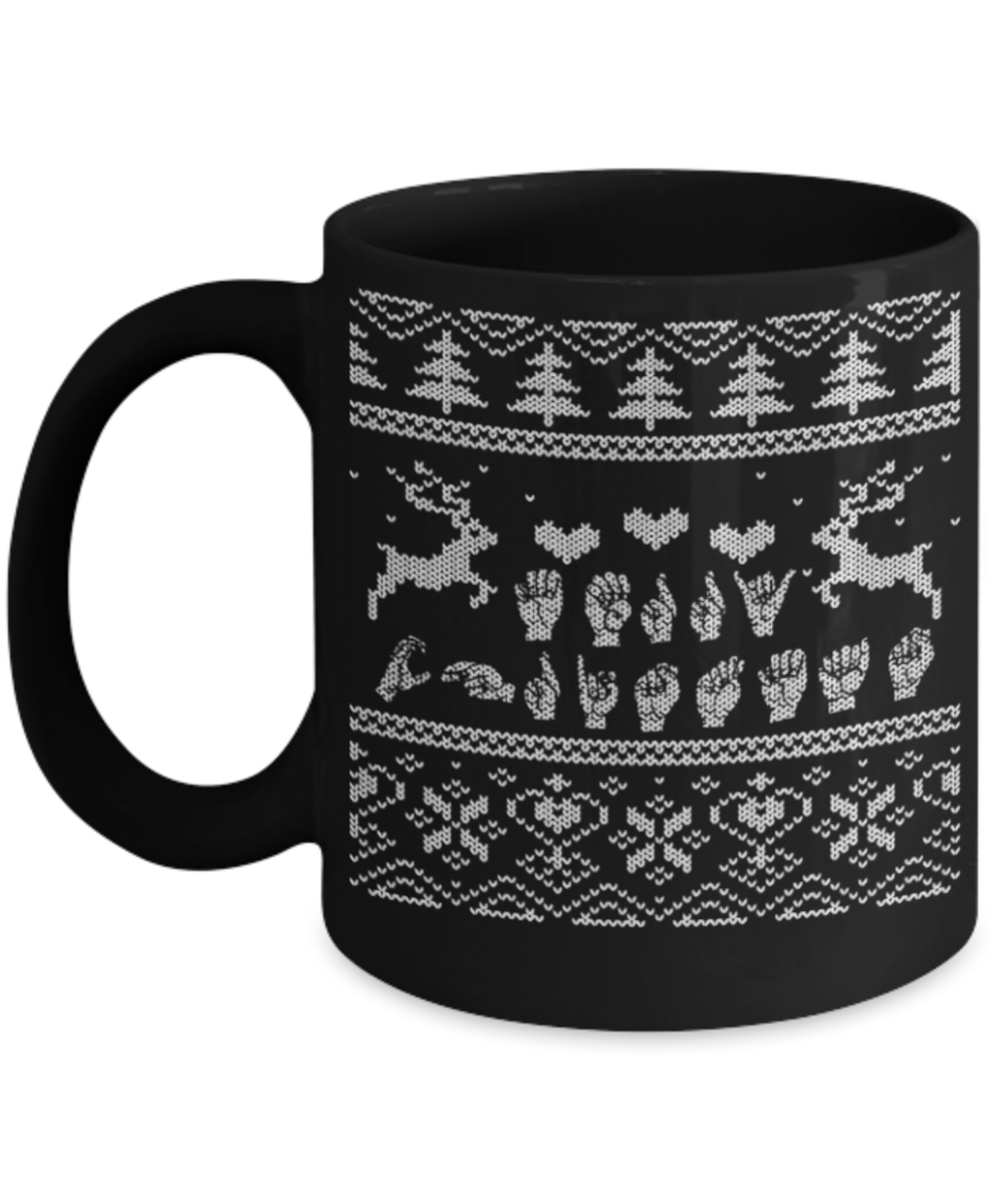 Peets coffee k cups christmas blend , Christmas Reindeers Hands - Black Coffee Mug Porcelain Tea Cup 11 oz - Great Gift