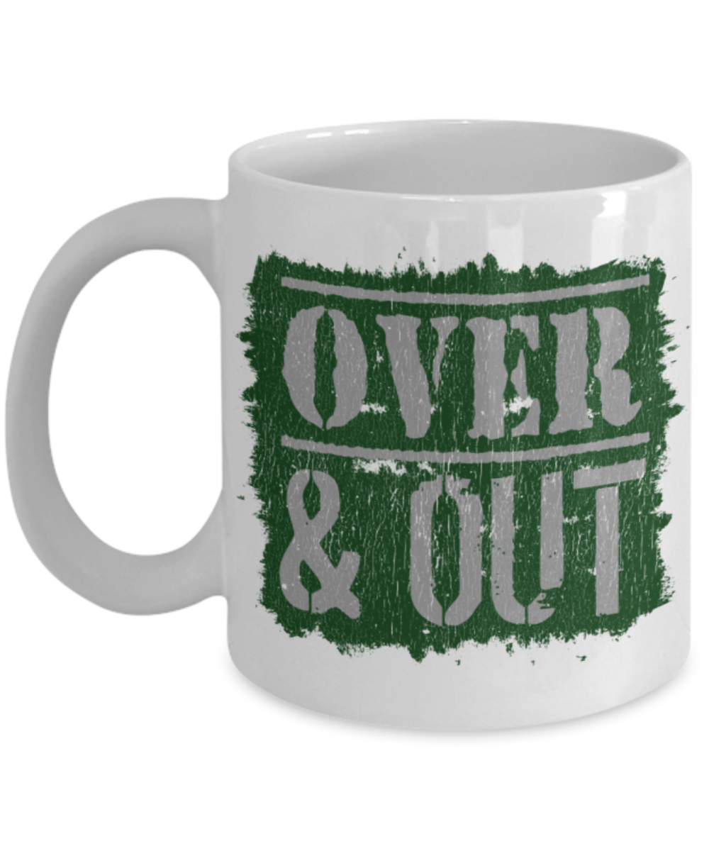 Cricket lovers Mugs, Over and Out - Funny White Porcelain Coffee 11 oz