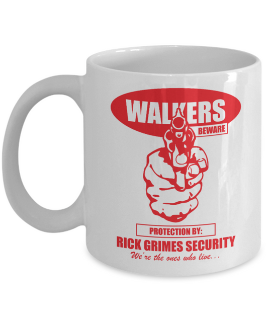Plants vs zombies gift box mugs , Rick Grimes Security - White Coffee Mug Porcelain Tea Cup 11 oz - Great Gift