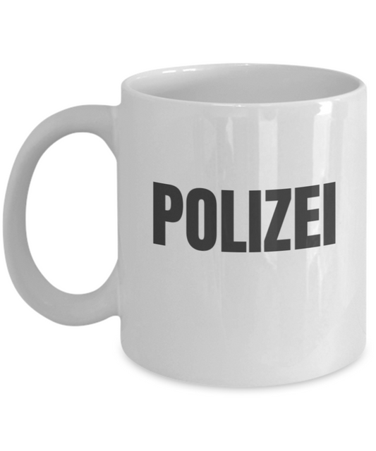 Funny Coffee Mug For Men - Polizei - Porcelain White Funny Coffee Mug, Best Office Tea Mug & Coffee Cup Gifts 11 OZ