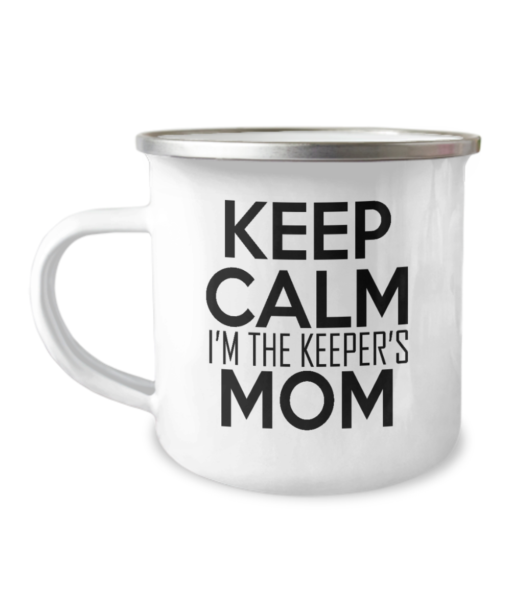 Keep Calm I'm The Keepers Mom- 12 Oz Stainless Steel Enamel Finish White Camper Coffee Mug
