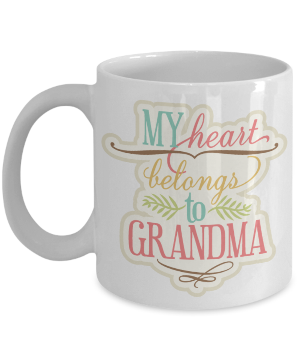 My heart belongs to GRANDMA Coffee Mug - White Porcelain Coffee Cup,Premium 11 oz White coffee cup