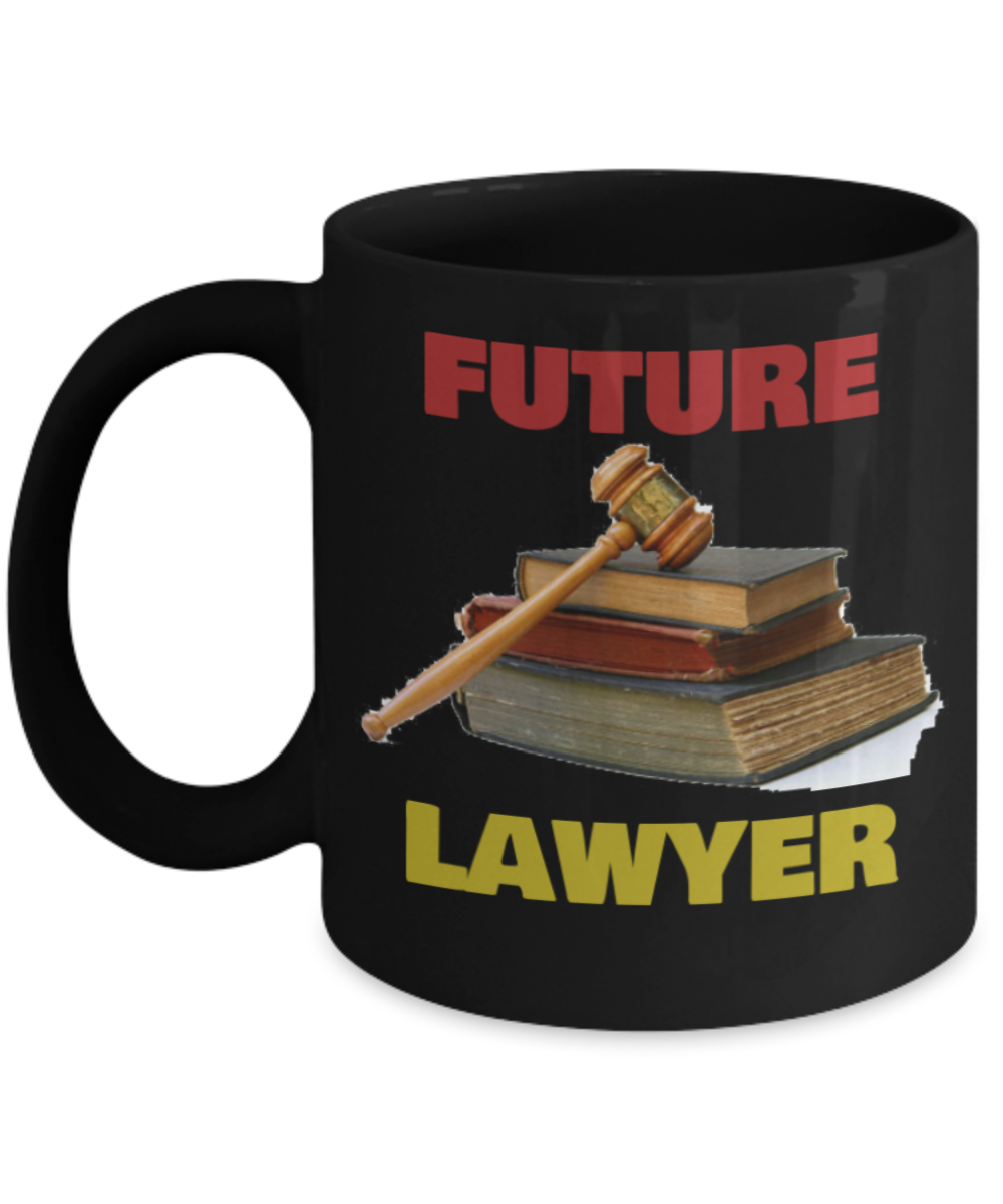Future Lawyer Black Porcelain Coffee Cup - Premium 11 oz Black coffee cup