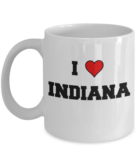 Indiana Tea Coffee Mugs,I Love Indiana USA States Ceramic Coffee Mug 11 oz