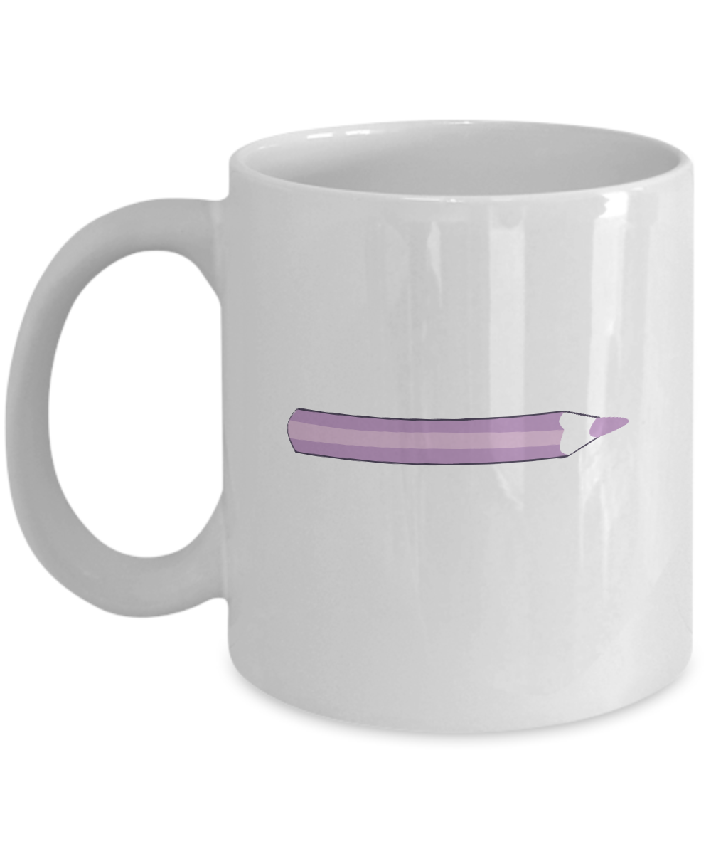 Pencil Lilac 2 White Mugs - Funny Coffee Mugs - White coffee mugs 11 oz