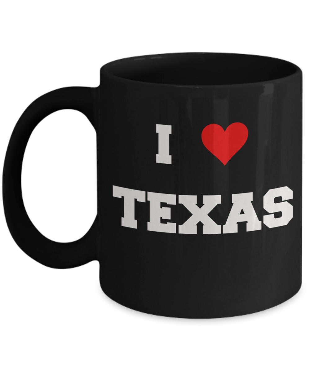 Texas Tea Coffee Mugs,I Love Texas USA States Ceramic Black Coffee Mug Tea Cup Gifts Mugs 11 oz Funny Mugs