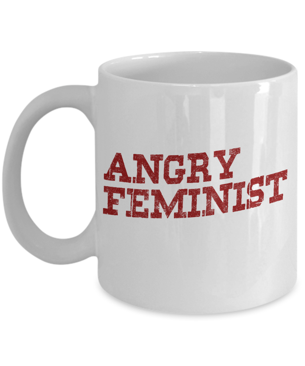 Badass Feminist Coffee Mug, Angry Feminist -White Porcelain Coffee Mug 11 oz For Daughter,Teen,Women