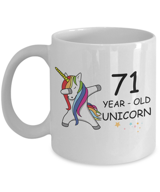 71st Birthday Gift for Women - 71 Year Old Unicorn Dabbing Mug - Funny White Porcelain Coffee 11 oz for Grandma, Mom, Sister, Best Friend, Women, Her - Legends are Born In 1949