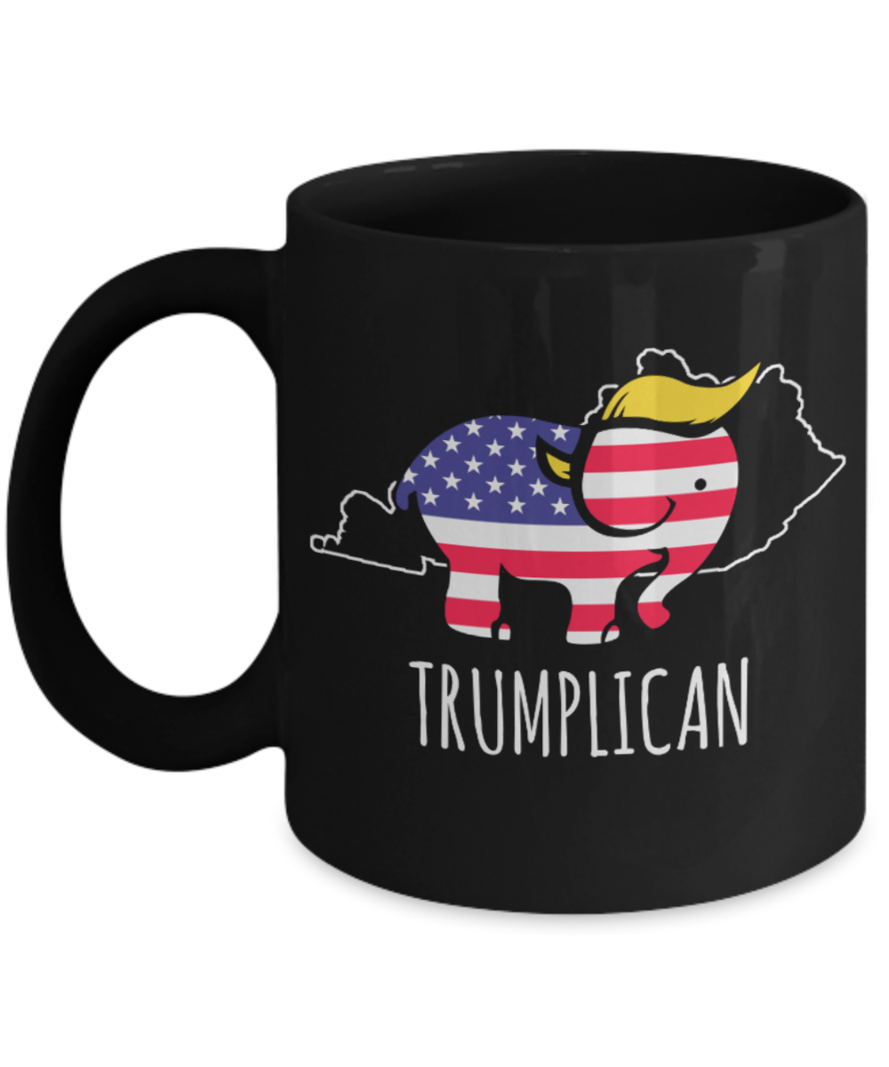 Trumplican - Black Coffee Mug Porcelain Tea Cup 11 oz - Great Gift