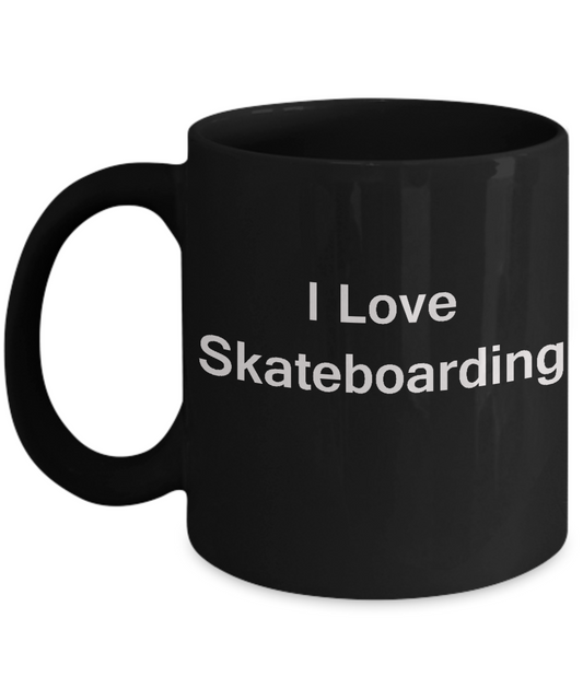 I Love Skateboarding - I Love Lacrosse - Valentines Gifts - Porcelain Black coffee mugs 11 oz