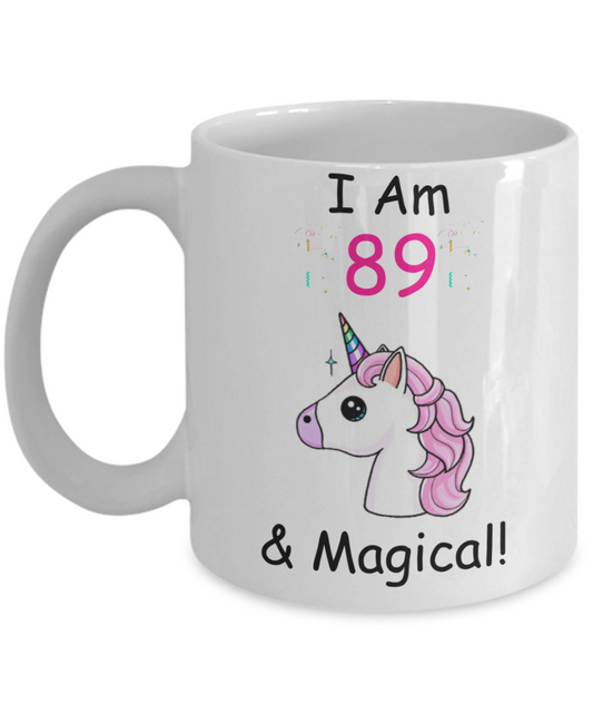 89th Birthday Gift for Women - I Am 89 & Magical Unicorn Mug - Funny White Porcelain Coffee 11 oz for Grandma, Mom, Sister, Best Friend, Women, Her - Queens   are Born In 1931