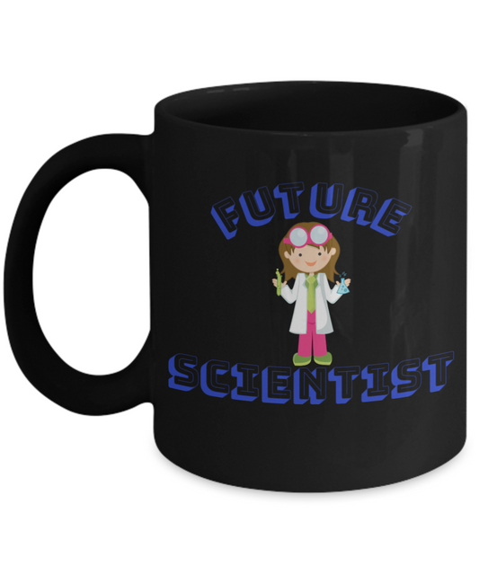Future Scientist Coffee Cup- Black Porcelain Coffee Cup,Premium 11 oz Black coffee cup