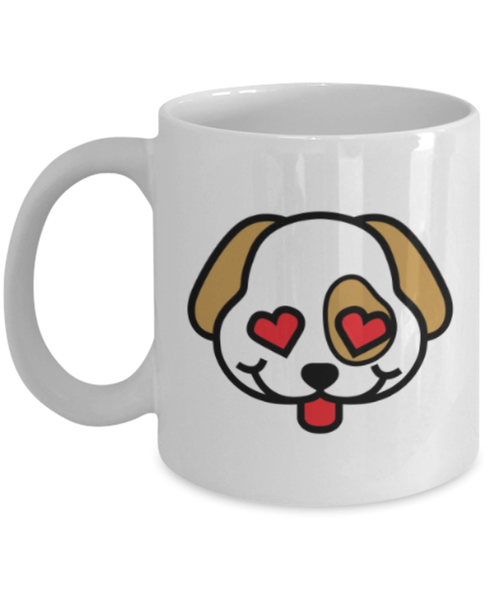 Gift gor cat lovers , Puppy Love - White Coffee Mug Porcelain Tea Cup 11 oz - Great Gift