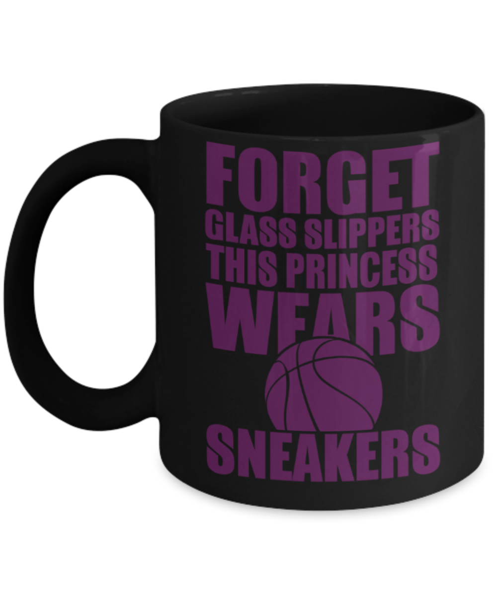 Baseball lovers mugs, This princess wears Baseball sneakers - Funny Black Porcelain Coffee 11 oz