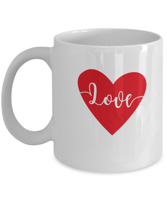 Love Heart white mugs - Funny Christmas Gifts - Funny Valentines White coffee mugs 11 oz