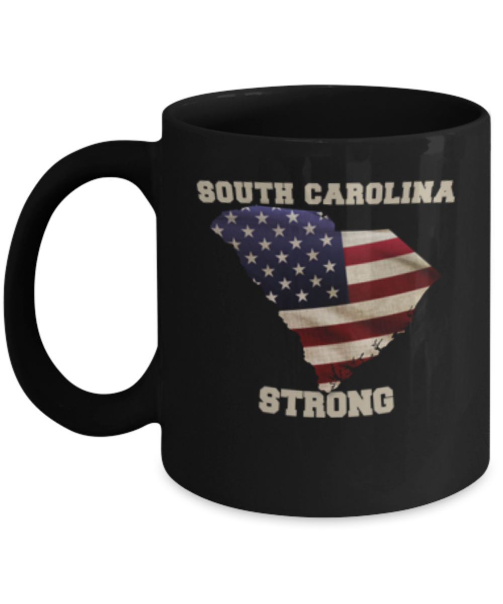 USA State Strong South Carolina coffee Black mug - Porcelain Black coffee mugs 11 oz