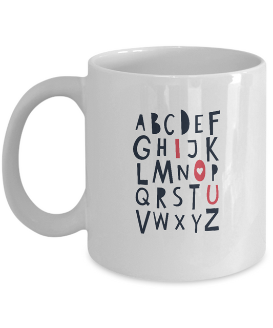 ABC I love you coffee Mugs - Funny Valentines day Gifts - Christmas - white Coffee Mug 11 oz