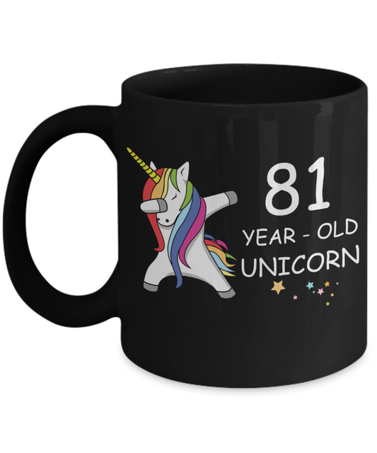 81st Birthday Gift for Women - 81 Year Old Unicorn Dabbing Mug - Funny Black Porcelain Coffee 11 oz for Grandma, Mom, Sister, Best Friend, Women, Her - Legends are Born In 1939