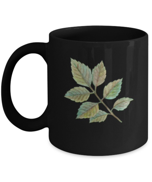 Flowers and Leaves 22 Black Mugs - tea Mug & Birthday Gag Gifts 11 oz