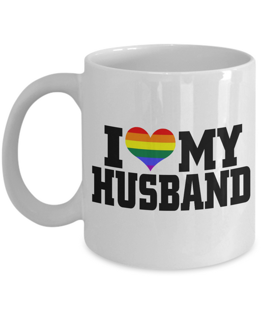 Great Wife Gift Coffee Mug, I Love My Husband - White Porcelain Coffee Mug 11 oz For Husband, Wife, Wedding Anniversary, Birthday, Christmas, Gift