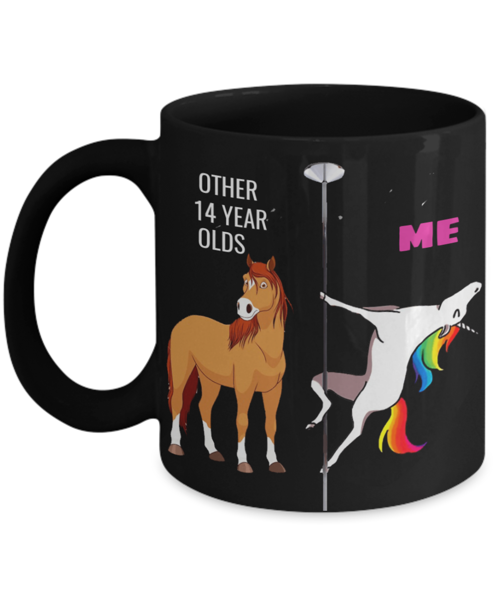 Unicorn Birthday gift 14th Birthday Gift for Women - Other 14 Year Olds Me Unicorn Coffee Mug - Black Porcelain Coffee 11 oz for Grandma, Mom, Sister, Best Friend, Women, Her - Born In 2006