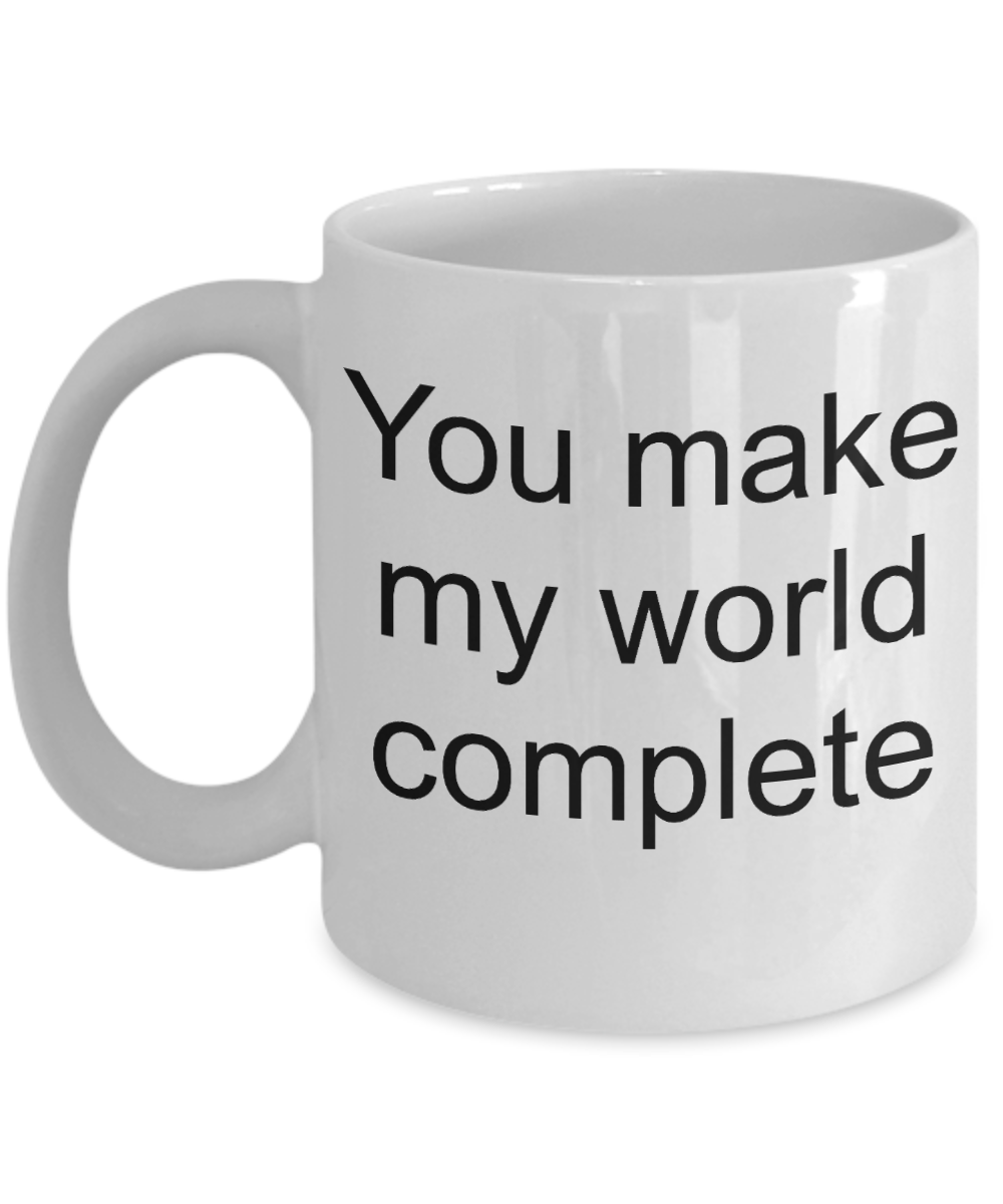 Buny lover gifts - You make my World Complete - White Porcelain Coffee Cup,Premium 11 oz Funny Mugs White coffee cup Gifts Ideas