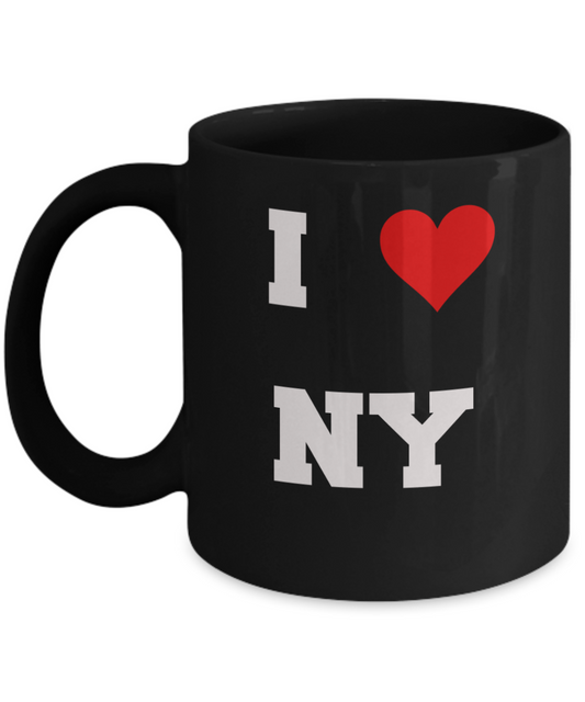 New York Mug, I Love New York NY Abbreviation USA States Ceramic Black Coffee Mug Tea Cup Gifts Mugs 11 oz Funny Mugs