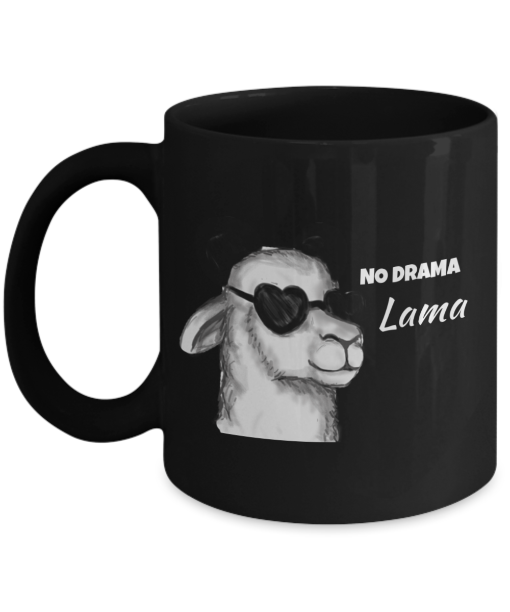Lama-"no drama" Coffee Mug,Black Coffee Mug 11 oz