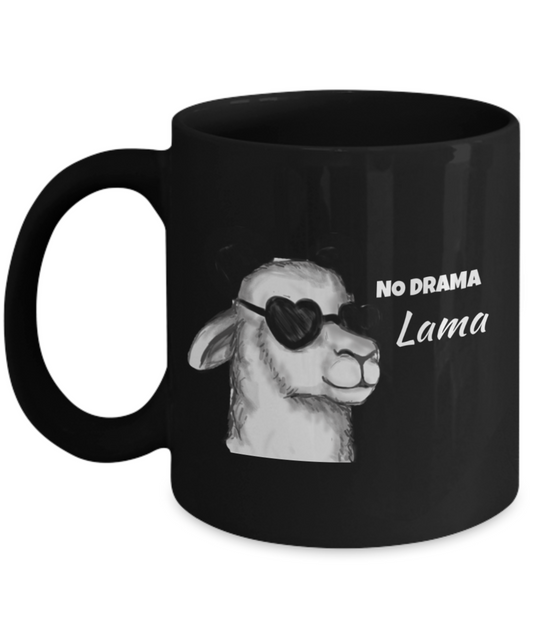 Lama-"no drama" Coffee Mug,Black Coffee Mug 11 oz