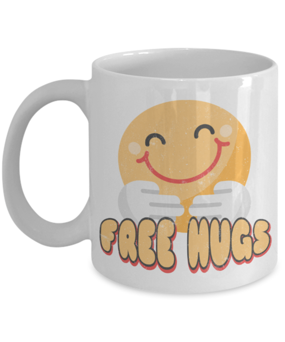 Hugs Lovers Mugs, Free hugs - Funny White Porcelain Coffee 11 oz