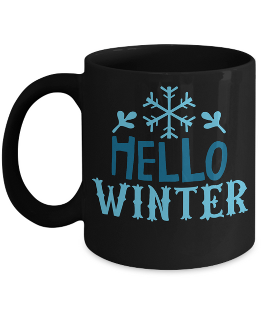 Knightmare before christmas mug - Hello Winter - Funny Christmas Gifts Mugs, Christmas Gifts for family Ceramic Cup Black, Funny Mugs Gift Ideas 11 Oz