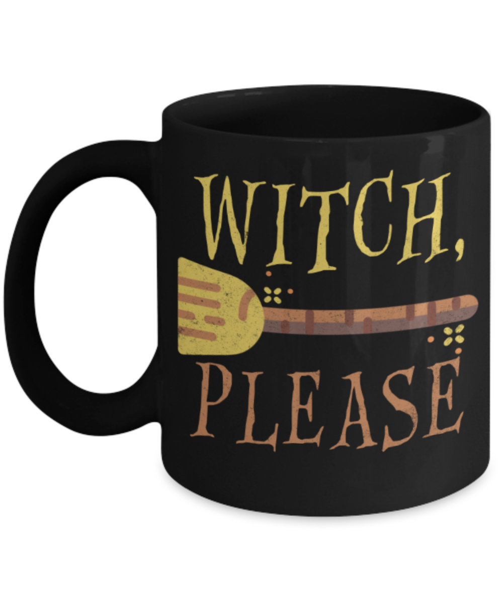 Midnight mug rogue - Witch Please - Black Porcelain Coffee Mug Cute Ceramic Cup 11 oz