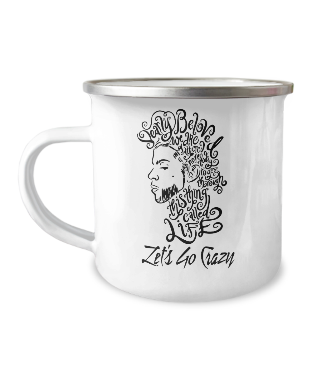 Dearly Beloved We Are Gathered Here Today To Get Through This Things Called Life -Premium 12 Oz Stainless Steel Enamel Finish White Camper Coffee Mug