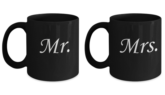 Mug set - Mr and Mrs Mug set - Funny Black Porcelain Husband Coffee Mug set 11 oz